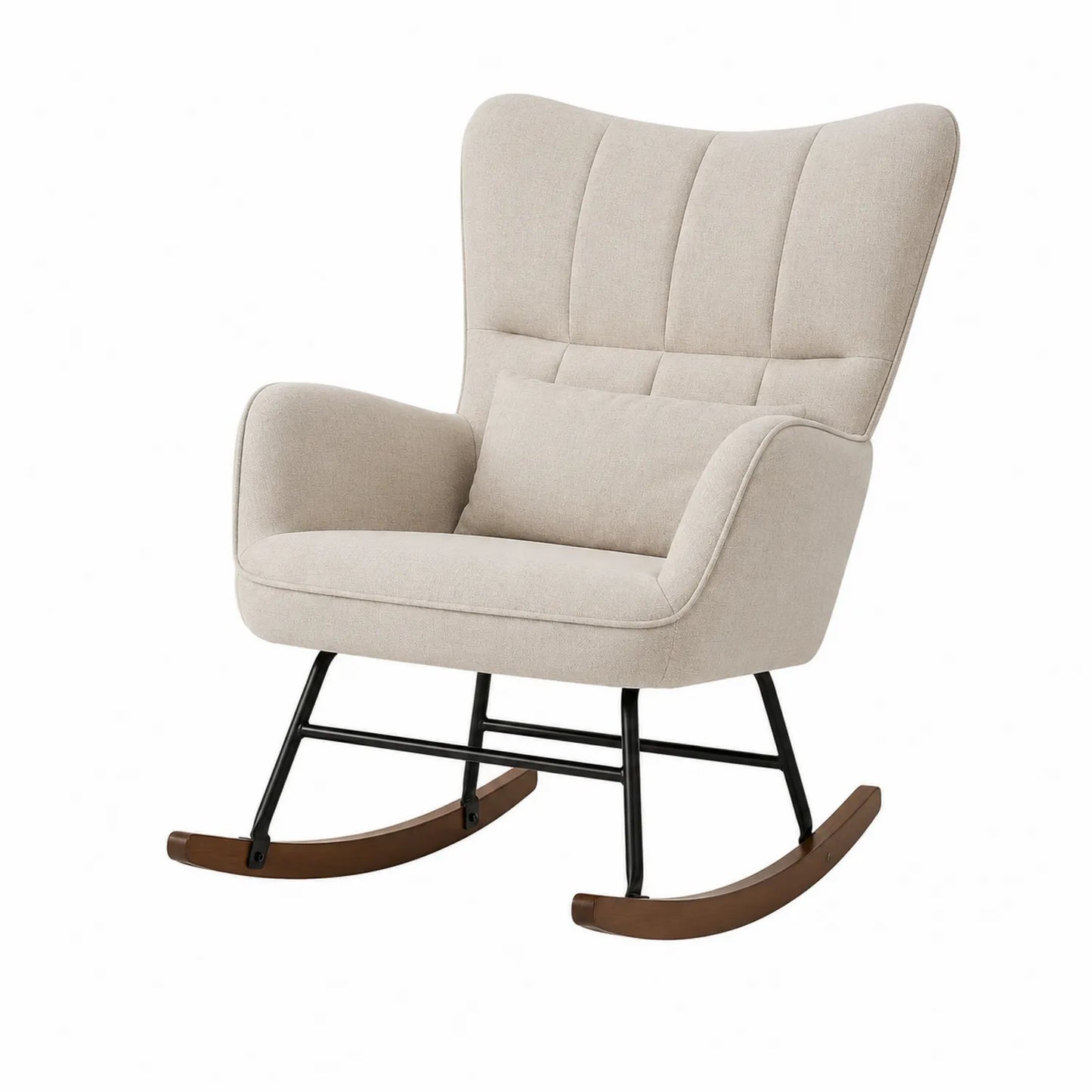Chaise berçante en lin et métal Beige