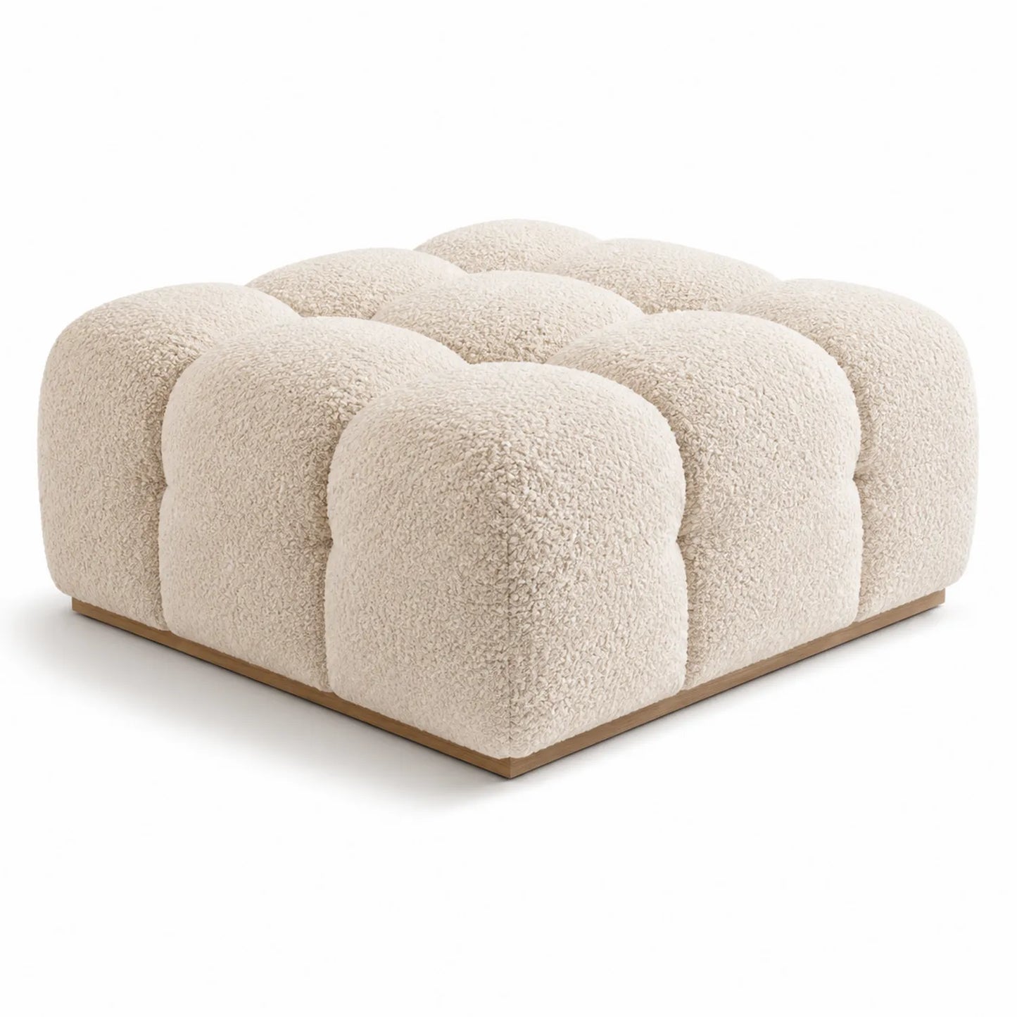 Repose-pieds en tissu bouclé beige 60x60x35 cm