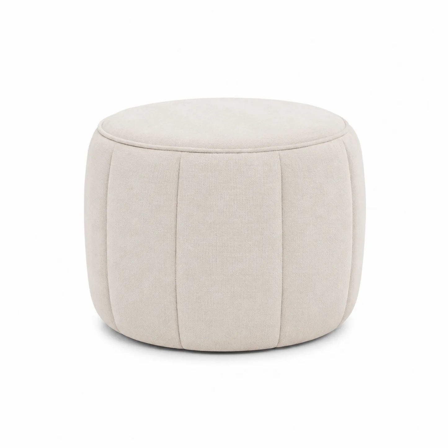 Pouf rond en tissu polyester Beige