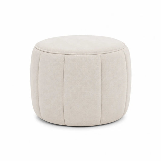 Pouf rond en tissu polyester Beige