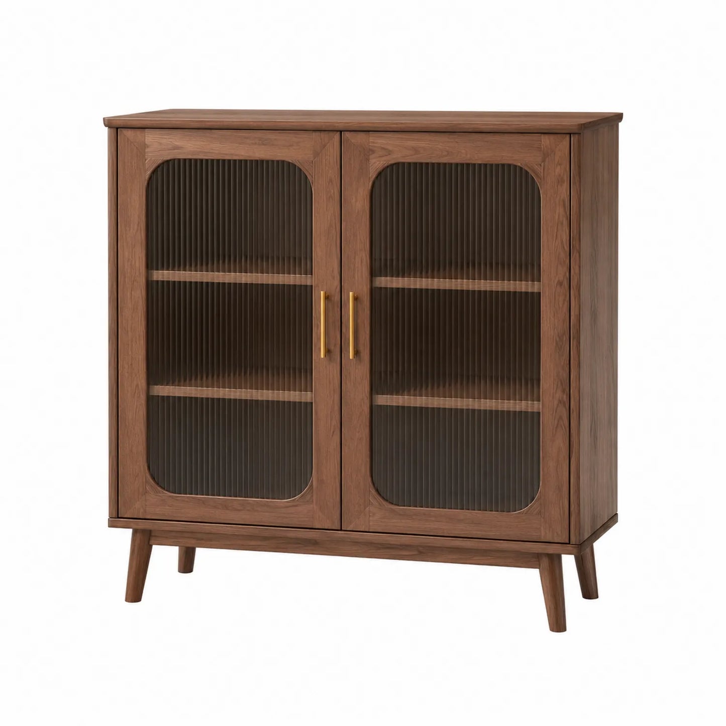Buffet en bois de chêne avec portes en verre cannelé 90x40x110 cm