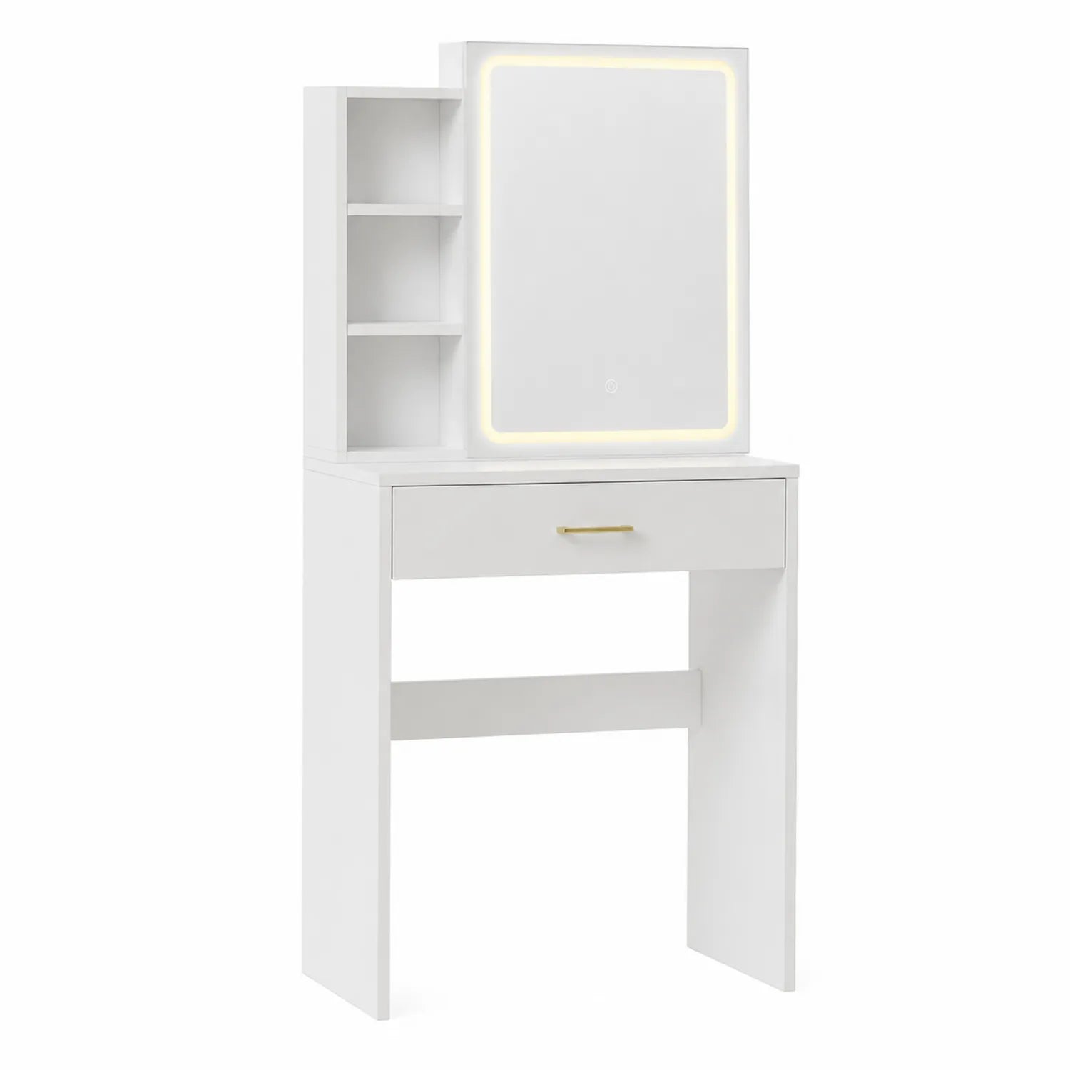 Coiffeuse en bois MDF avec miroir LED intégré 140x80x40 cm