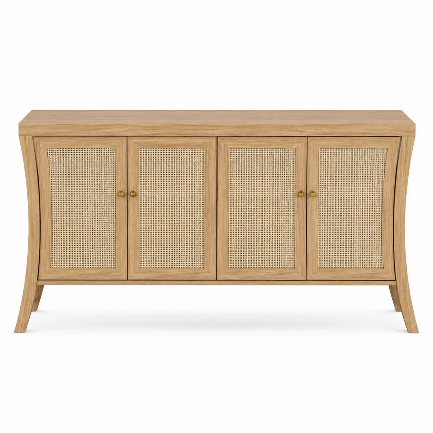 Buffet en bois de chêne avec portes en rotin