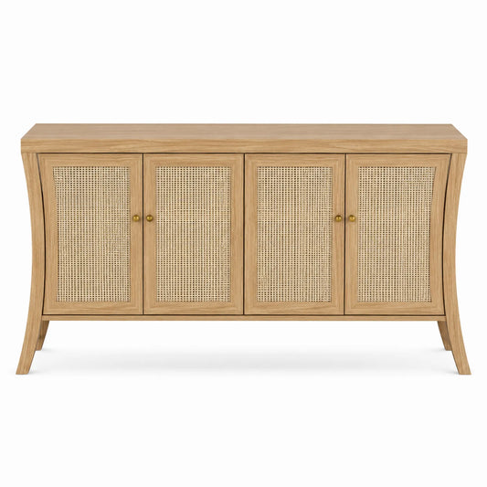 Buffet en bois de chêne avec portes en rotin
