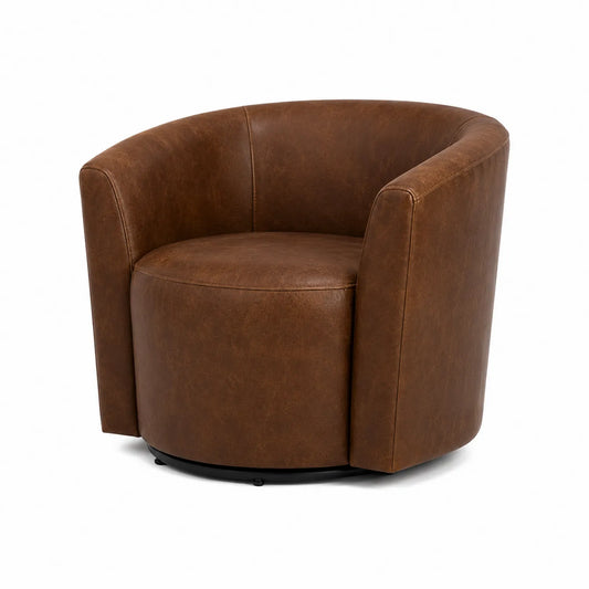 Fauteuil pivotant en cuir synthétique marron 75x75x70 cm