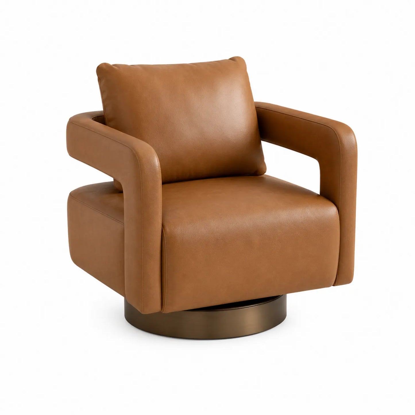 Fauteuil pivotant en cuir synthétique marron