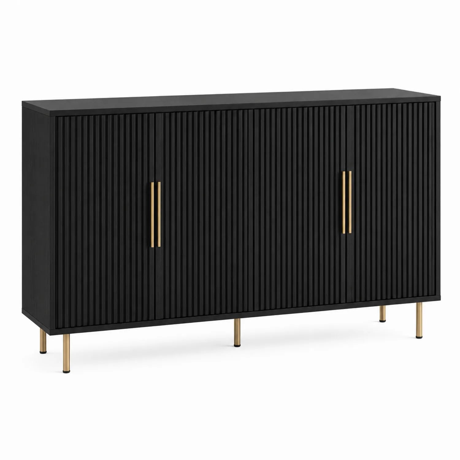 Buffet en bois MDF noir avec pieds en métal doré 160 cm
