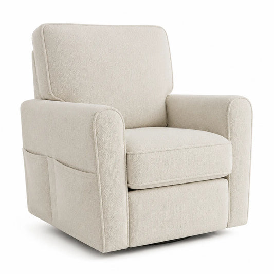 Fauteuil inclinable en tissu bouclé crème