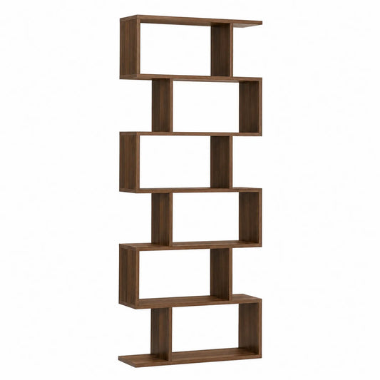 Étagère en bois multiplis marron avec 6 niveaux